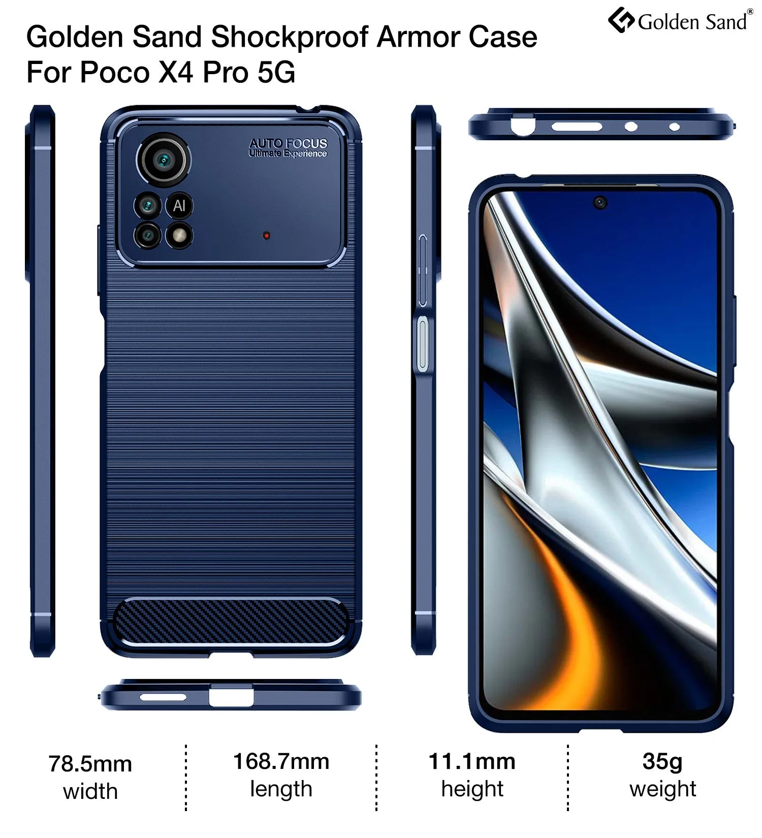 Carbon Fibre Series Shockproof Armor Back Cover for POCO X4 Pro 5G, 6.67 inch, Blue