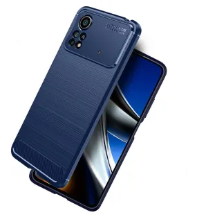 Carbon Fibre Series Shockproof Armor Back Cover for POCO X4 Pro 5G, 6.67 inch, Blue