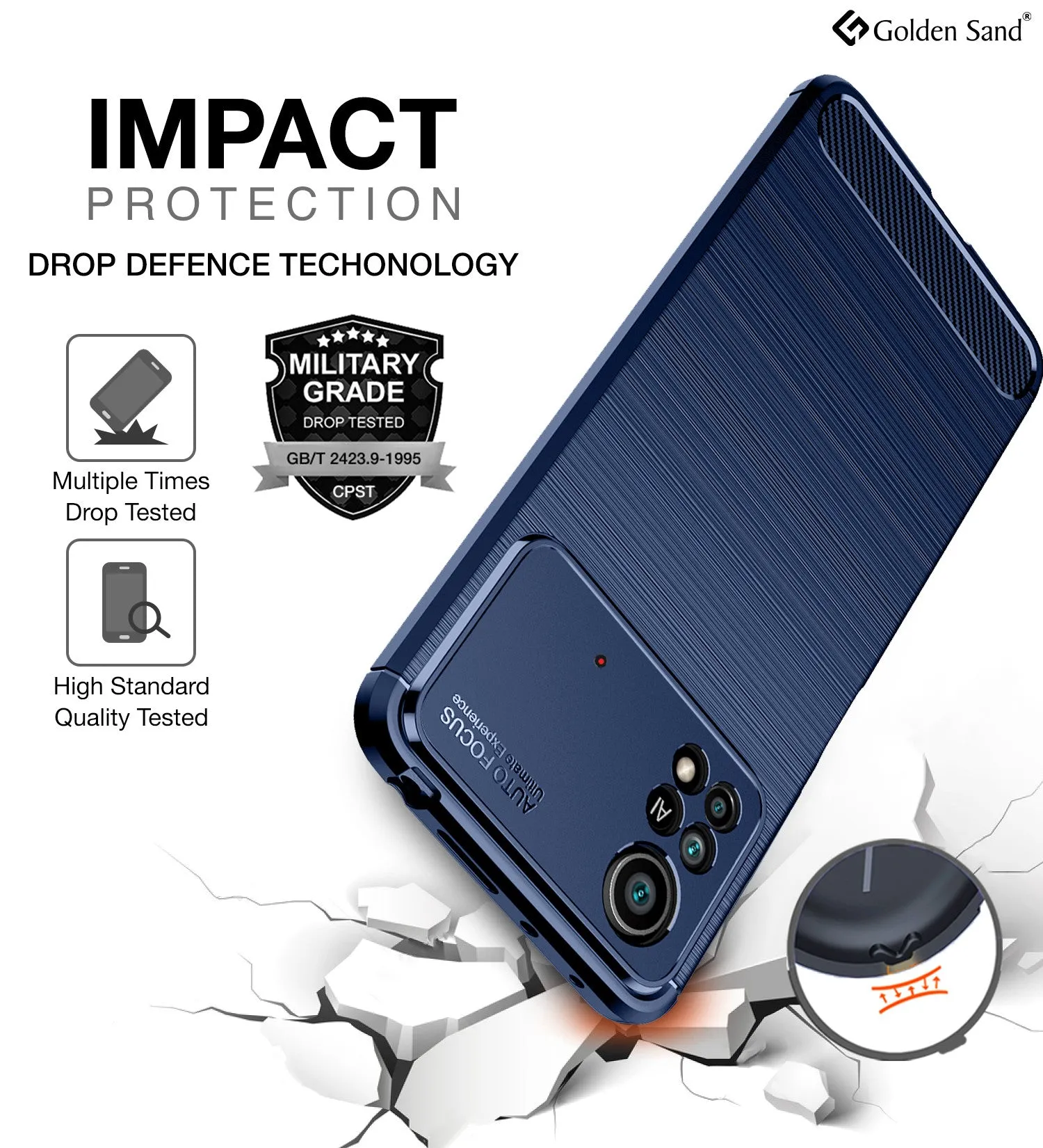 Carbon Fibre Series Shockproof Armor Back Cover for POCO X4 Pro 5G, 6.67 inch, Blue