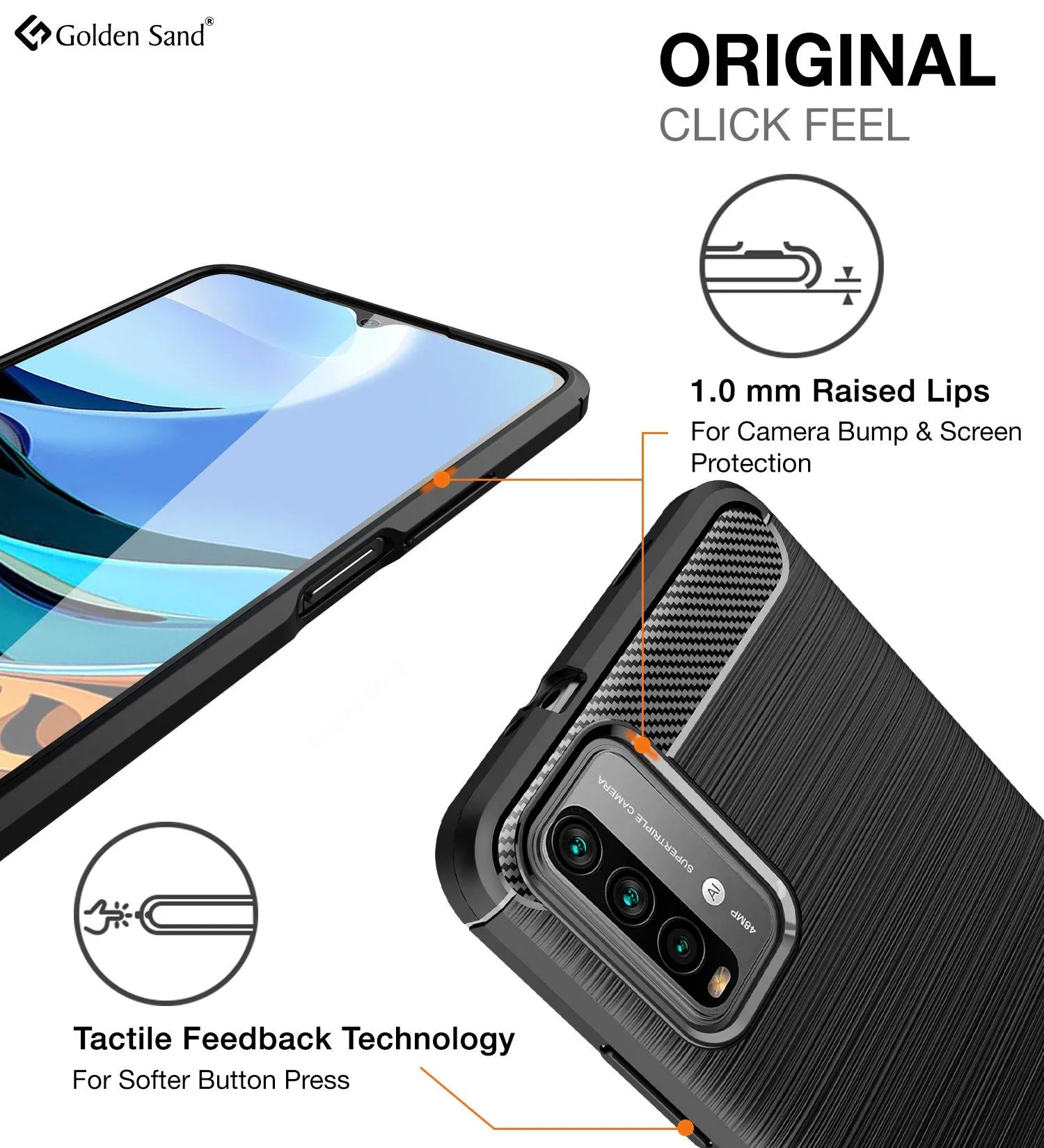 Carbon Fibre Series Shockproof Armor Back Cover for Redmi 9 Power, Black