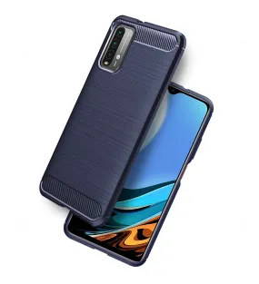 Carbon Fibre Series Shockproof Armor Back Cover for Redmi 9 Power, Blue