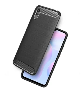 Carbon Fibre Series Shockproof Armor Back Cover for Redmi 9i, Black