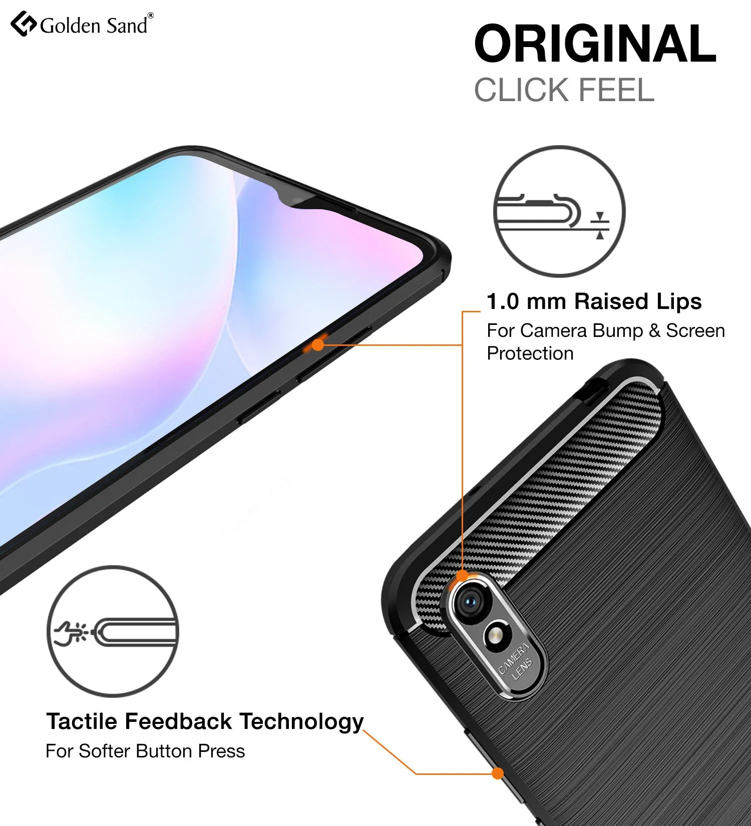 Carbon Fibre Series Shockproof Armor Back Cover for Redmi 9i, Black