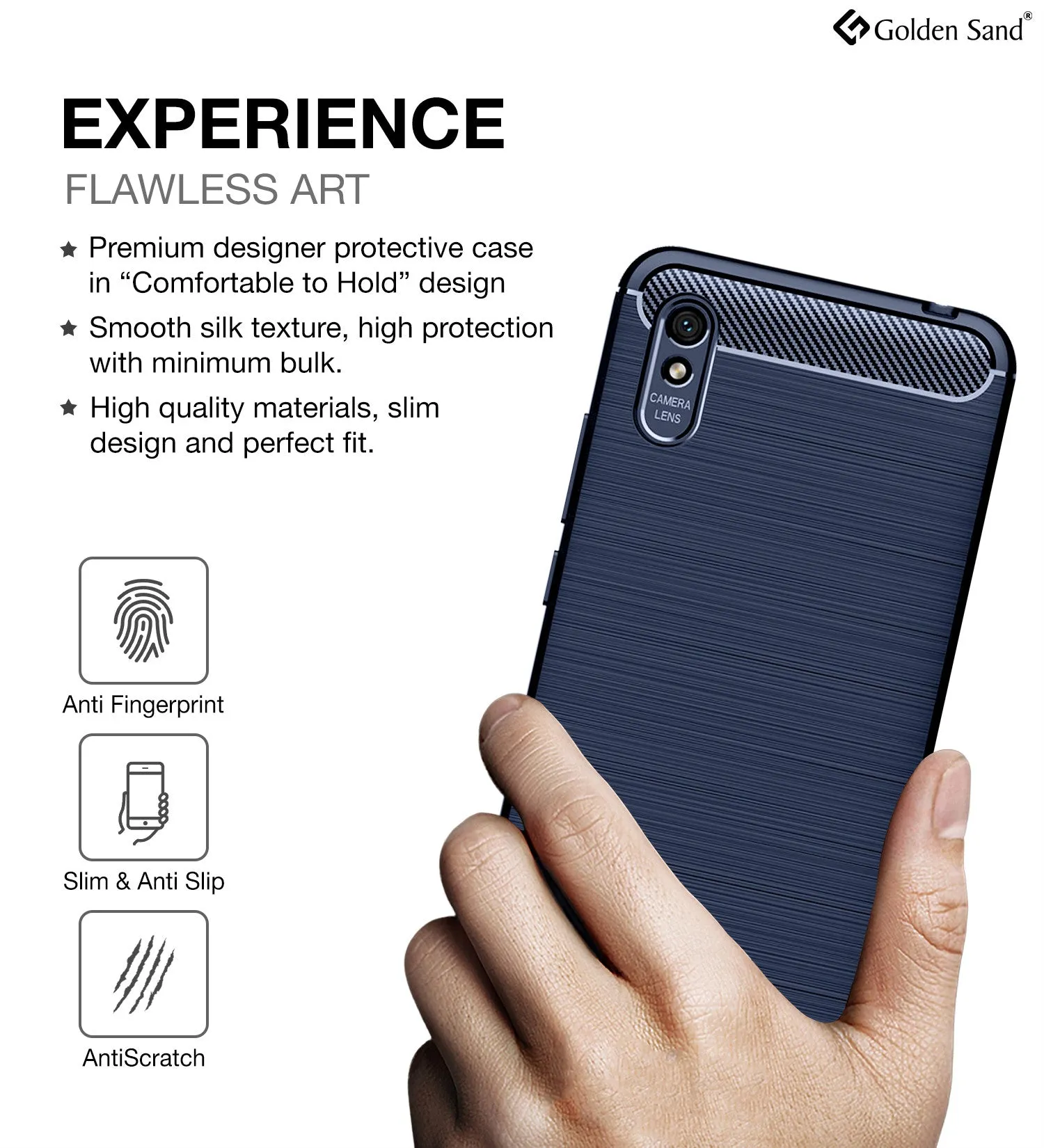 Carbon Fibre Series Shockproof Armor Back Cover for Redmi 9i, Blue