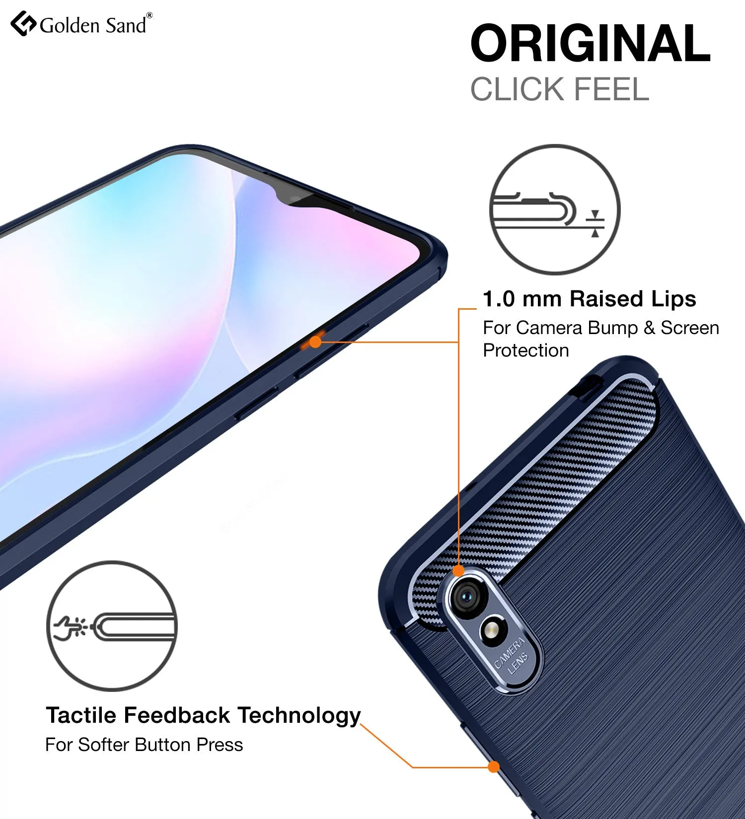 Carbon Fibre Series Shockproof Armor Back Cover for Redmi 9i, Blue