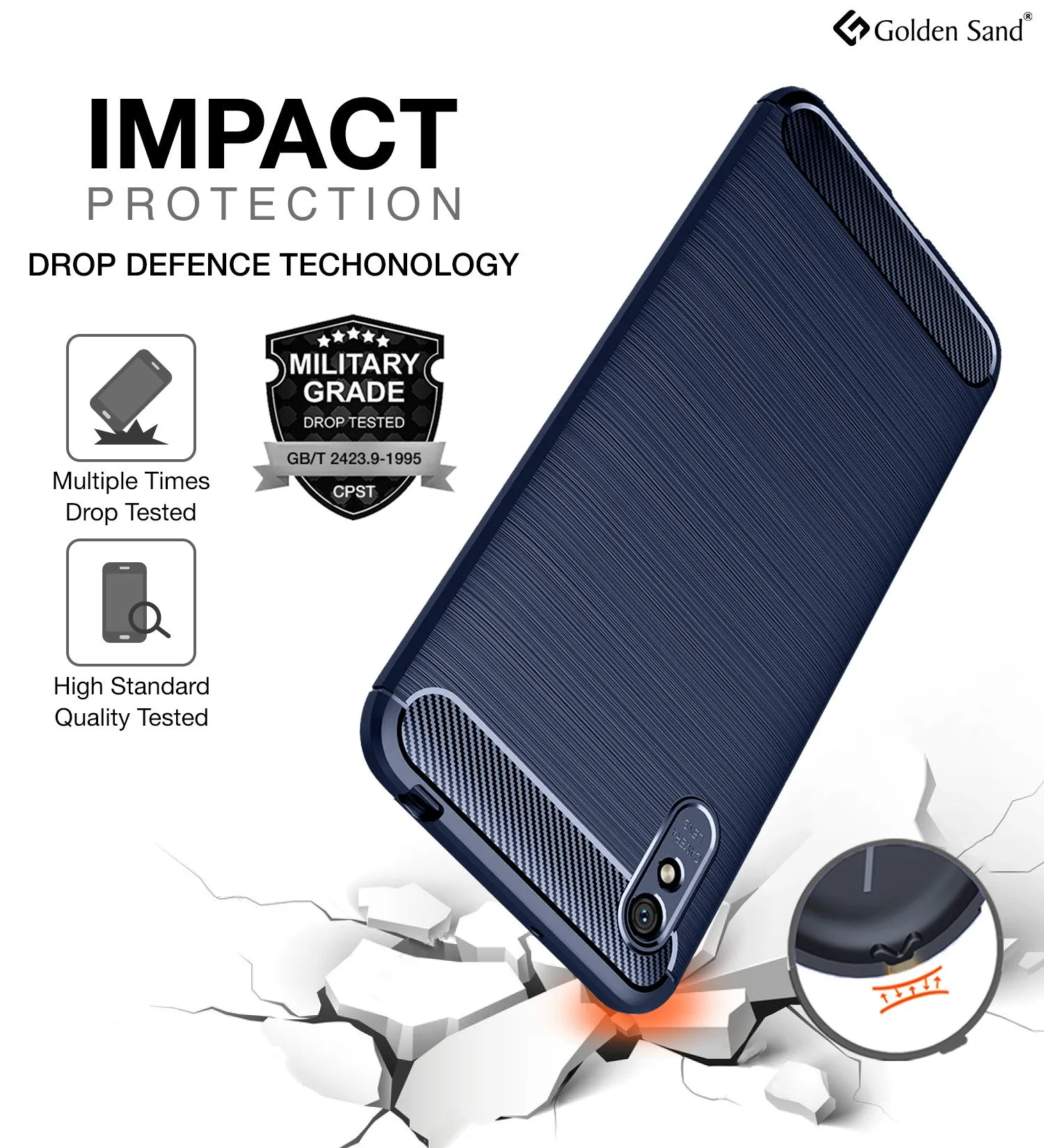 Carbon Fibre Series Shockproof Armor Back Cover for Redmi 9i, Blue