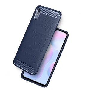 Carbon Fibre Series Shockproof Armor Back Cover for Redmi 9i, Blue