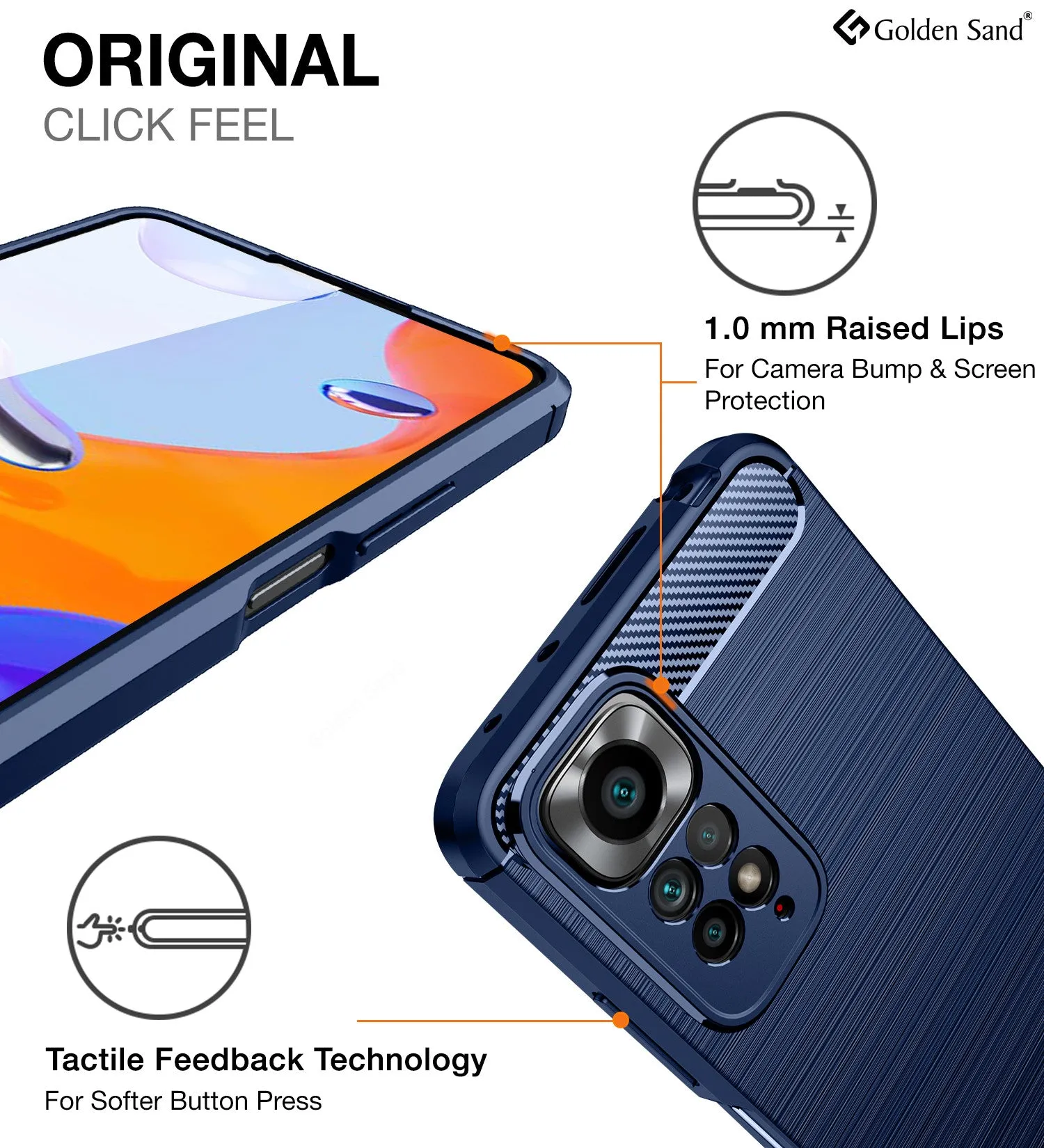 Carbon Fibre Series Shockproof Armor Back Cover for Redmi Note 11 Pro 4G, Redmi Note 11 Pro  Plus 5G, 6.67 inch, Blue