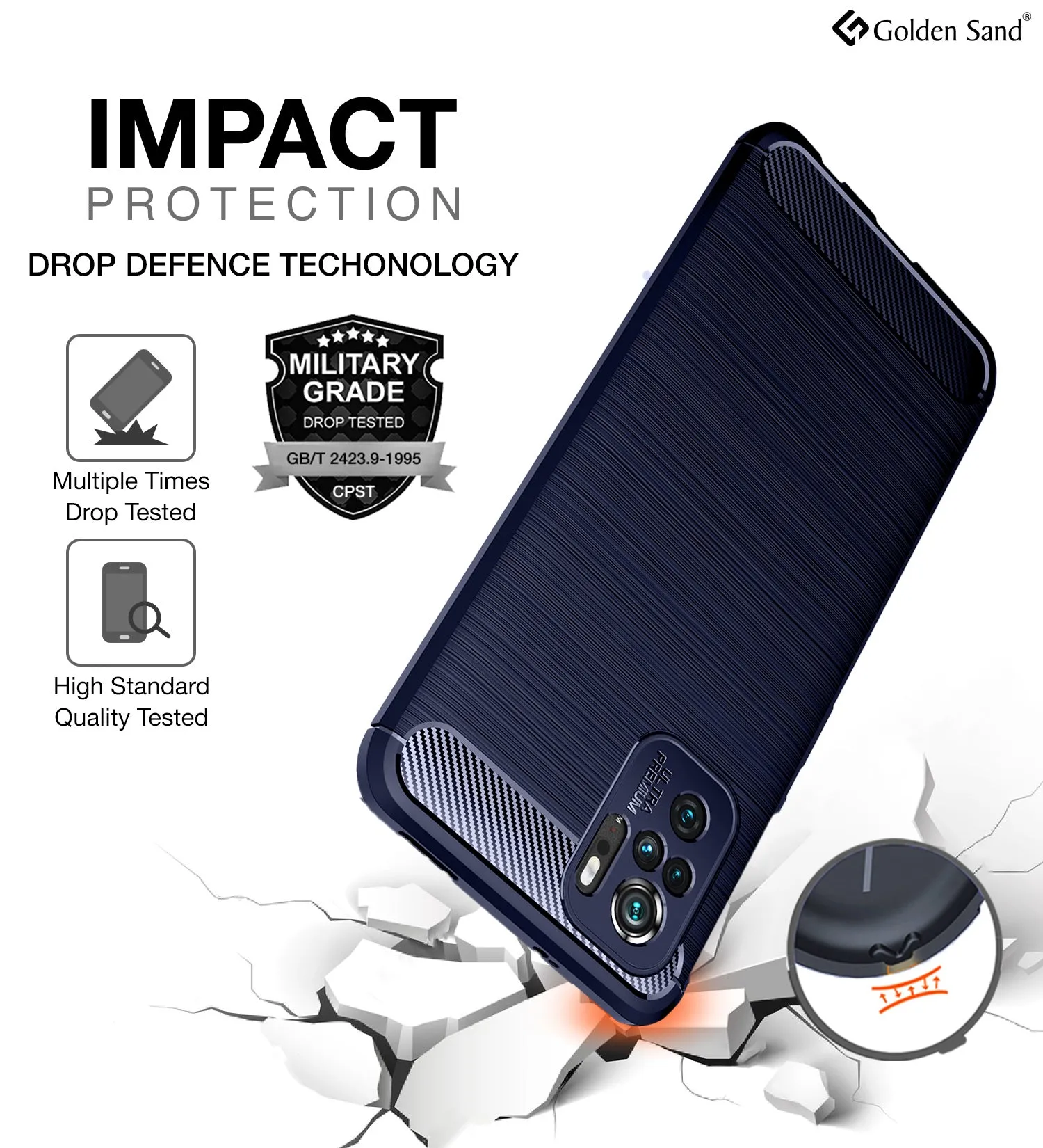 Carbon Fibre Series Shockproof Armor Back Cover for REDMI Note 11 SE, Xiaomi Redmi Note 10, Xiaomi Redmi Note 10S, 6.43 inch, Blue