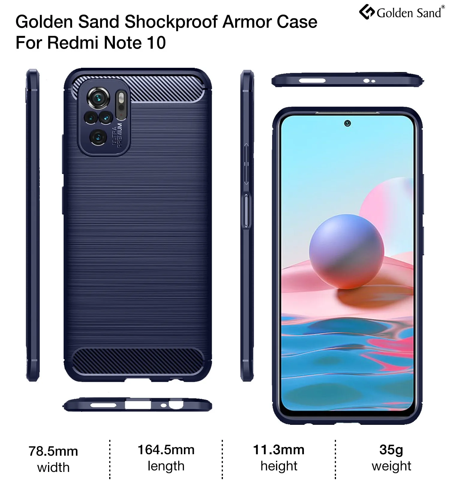 Carbon Fibre Series Shockproof Armor Back Cover for REDMI Note 11 SE, Xiaomi Redmi Note 10, Xiaomi Redmi Note 10S, 6.43 inch, Blue