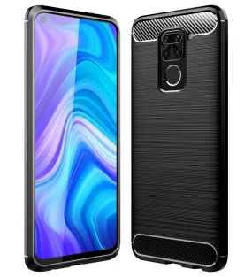 Carbon Fibre Series Shockproof Armor Back Cover for Redmi Note 9, 6.53 inch, Black