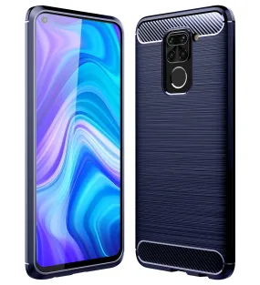 Carbon Fibre Series Shockproof Armor Back Cover for Redmi Note 9, 6.53 inch, Blue