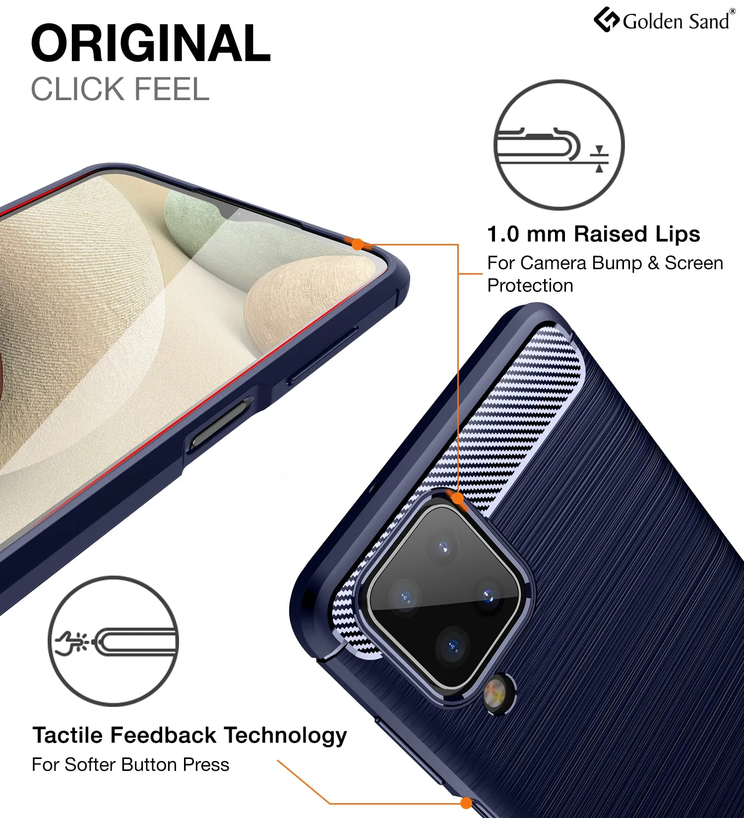 Carbon Fibre Series Shockproof Armor Back Cover for Samsung Galaxy A12, Samsung Galaxy M12, Samsung Galaxy F12, 6.5 inch, Blue