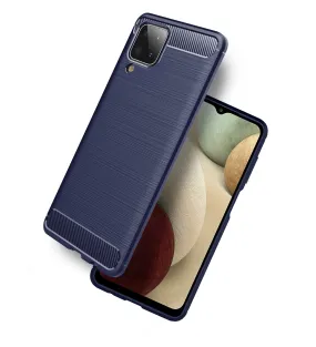 Carbon Fibre Series Shockproof Armor Back Cover for Samsung Galaxy A12, Samsung Galaxy M12, Samsung Galaxy F12, 6.5 inch, Blue