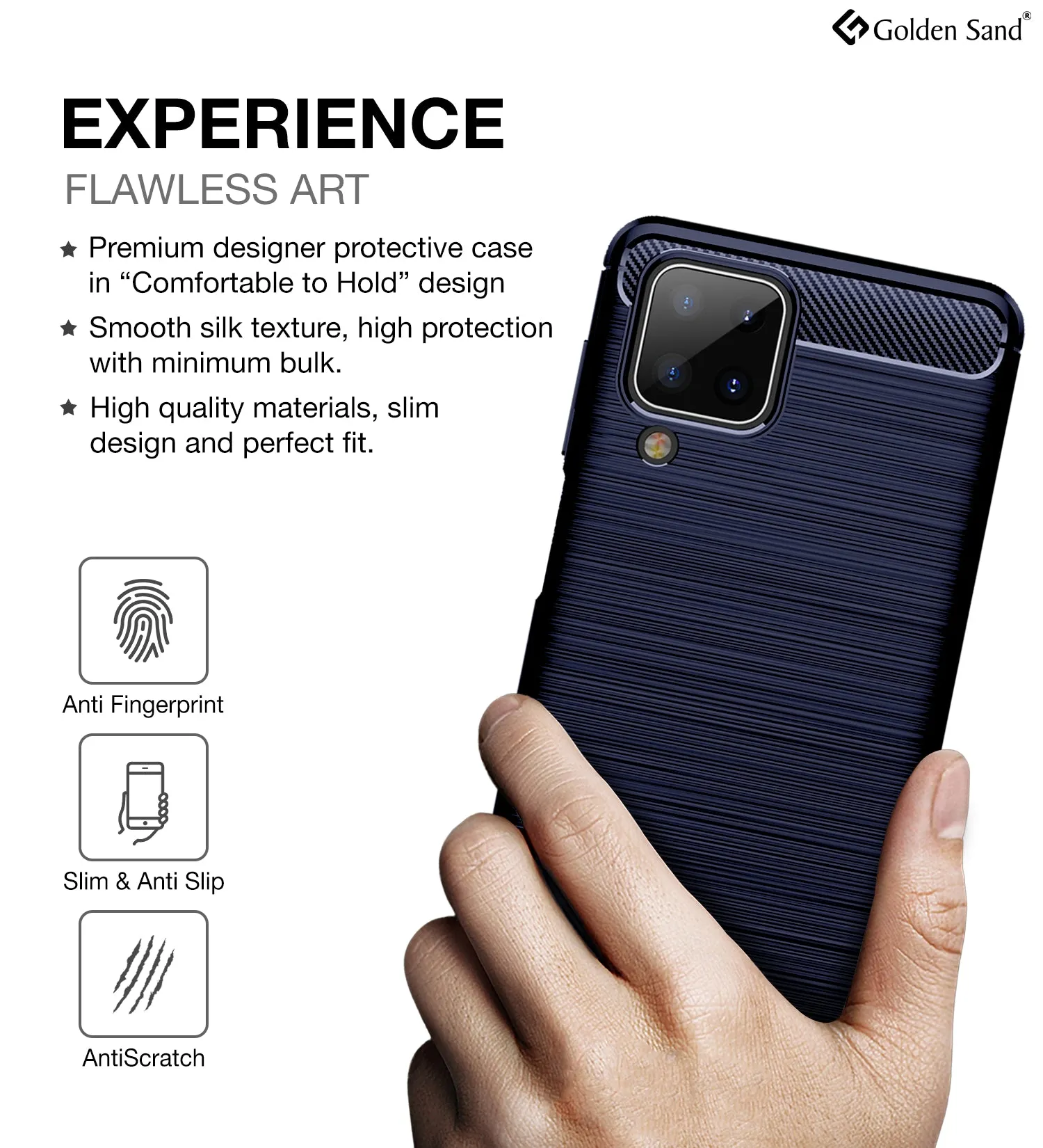 Carbon Fibre Series Shockproof Armor Back Cover for Samsung Galaxy A12, Samsung Galaxy M12, Samsung Galaxy F12, 6.5 inch, Blue