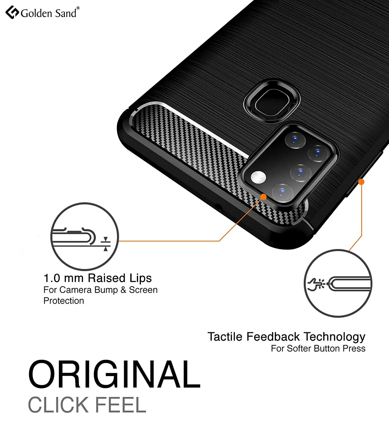 Carbon Fibre Series Shockproof Armor Back Cover for Samsung Galaxy A21s 6.5 inch, Black