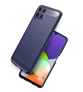 Carbon Fibre Series Shockproof Armor Back Cover for Samsung Galaxy A22, 6.4 inch, Blue