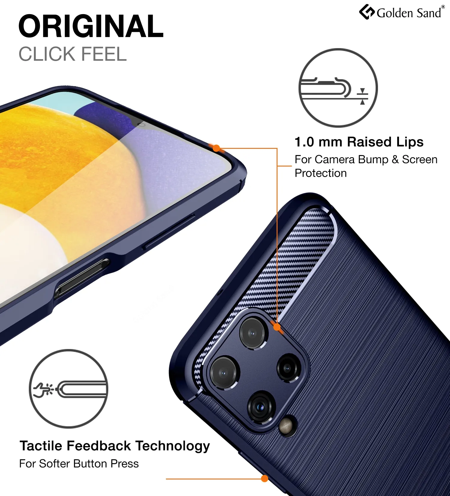 Carbon Fibre Series Shockproof Armor Back Cover for Samsung Galaxy A22, 6.4 inch, Blue