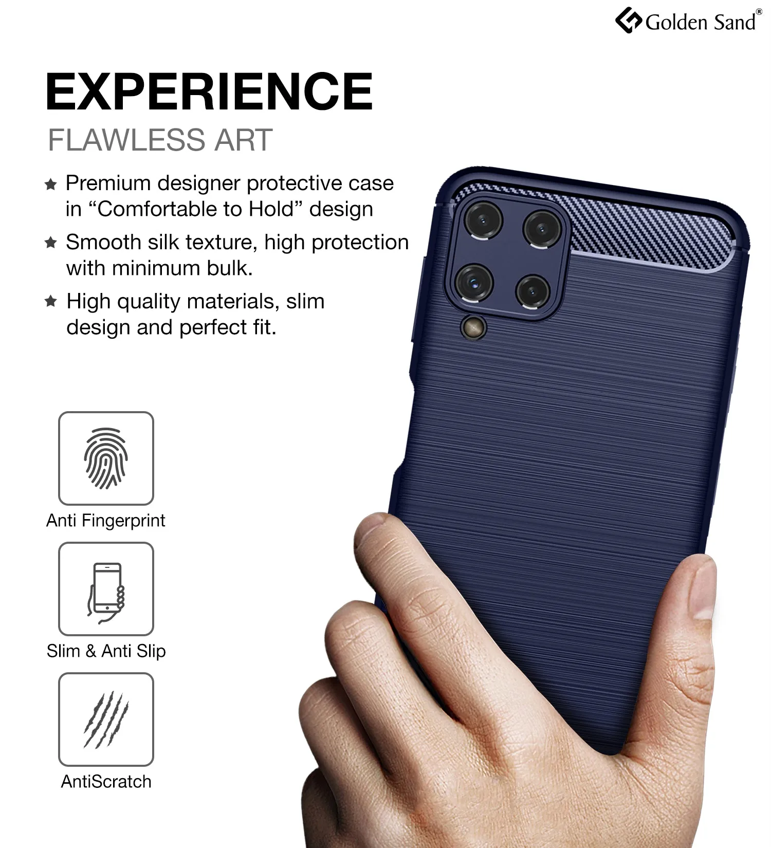 Carbon Fibre Series Shockproof Armor Back Cover for Samsung Galaxy A22, 6.4 inch, Blue
