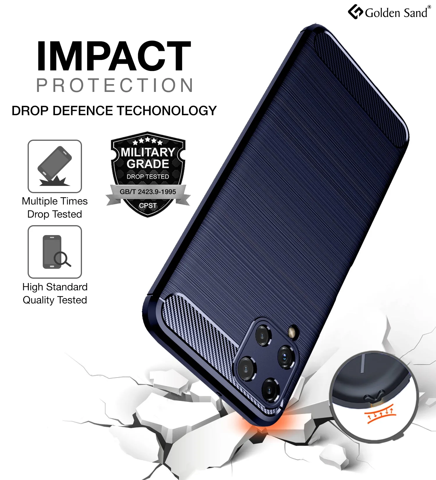 Carbon Fibre Series Shockproof Armor Back Cover for Samsung Galaxy A22, 6.4 inch, Blue