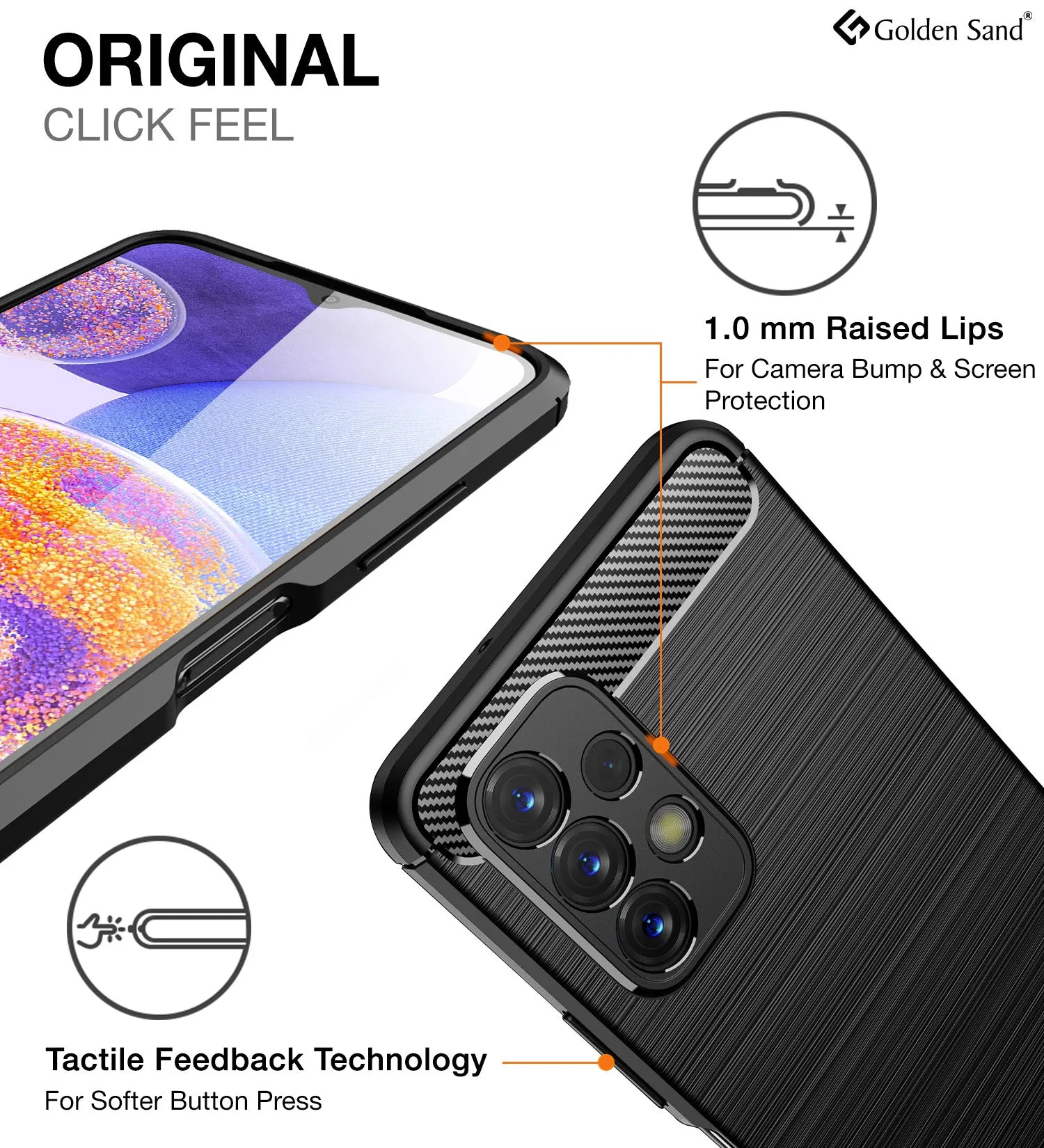 Carbon Fibre Series Shockproof Armor Back Cover for Samsung Galaxy A23 5G, Samsung Galaxy A23 4G, 6.6 inch, Black
