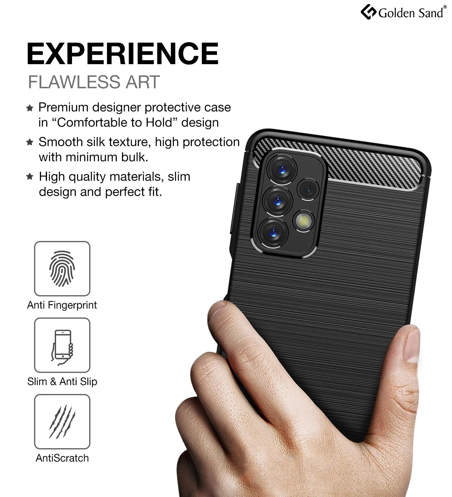 Carbon Fibre Series Shockproof Armor Back Cover for Samsung Galaxy A23 5G, Samsung Galaxy A23 4G, 6.6 inch, Black