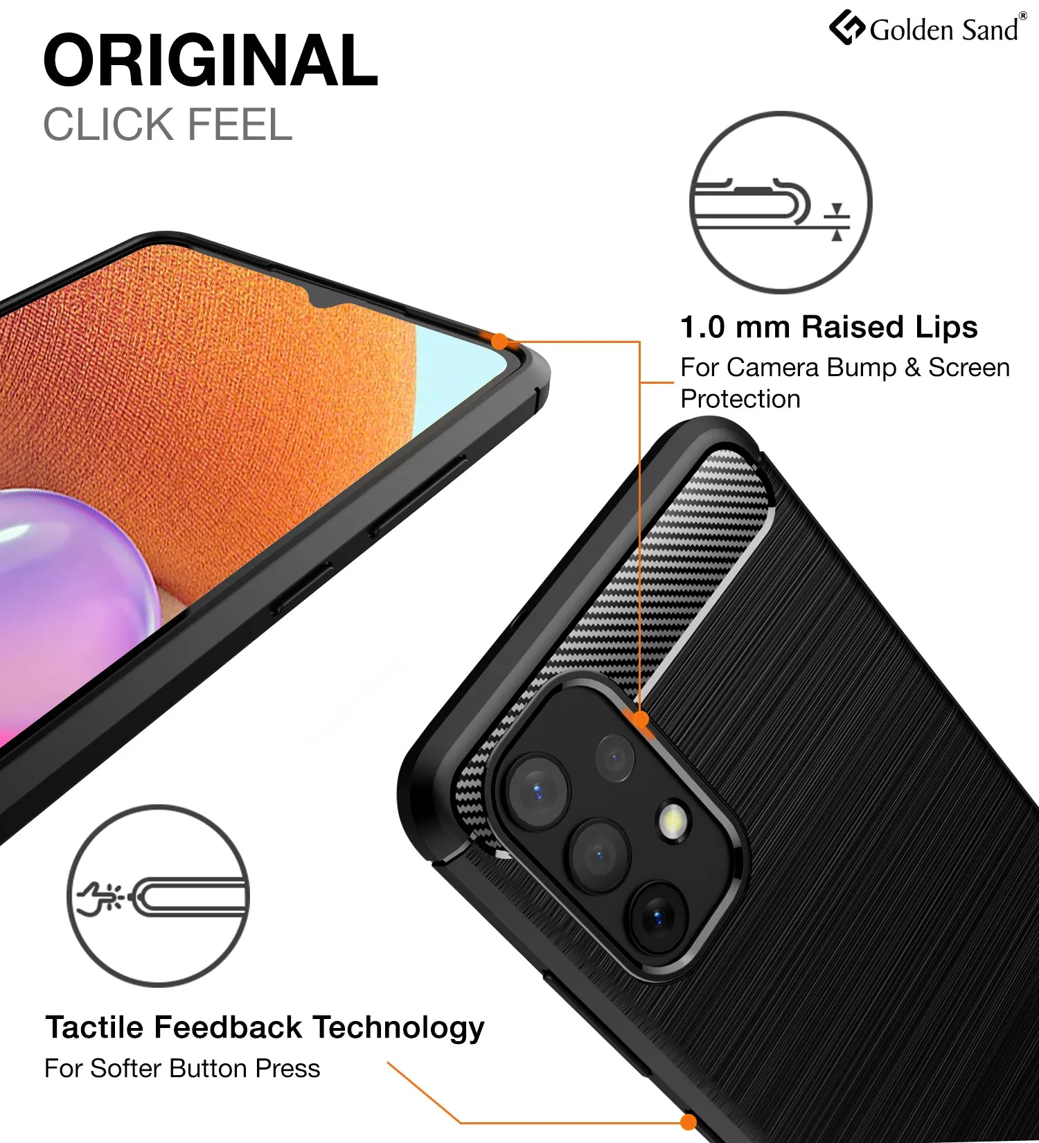 Carbon Fibre Series Shockproof Armor Back Cover for Samsung Galaxy A32 4G, 6.4 inch, Black