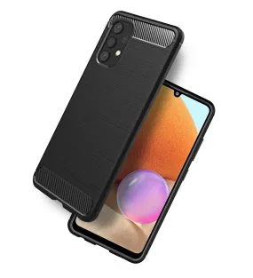 Carbon Fibre Series Shockproof Armor Back Cover for Samsung Galaxy A32 4G, 6.4 inch, Black