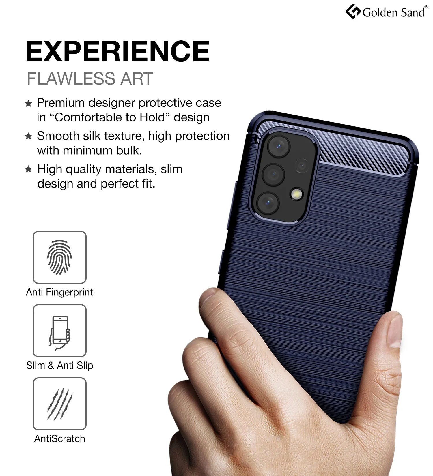 Carbon Fibre Series Shockproof Armor Back Cover for Samsung Galaxy A32 4G, 6.4 inch, Blue