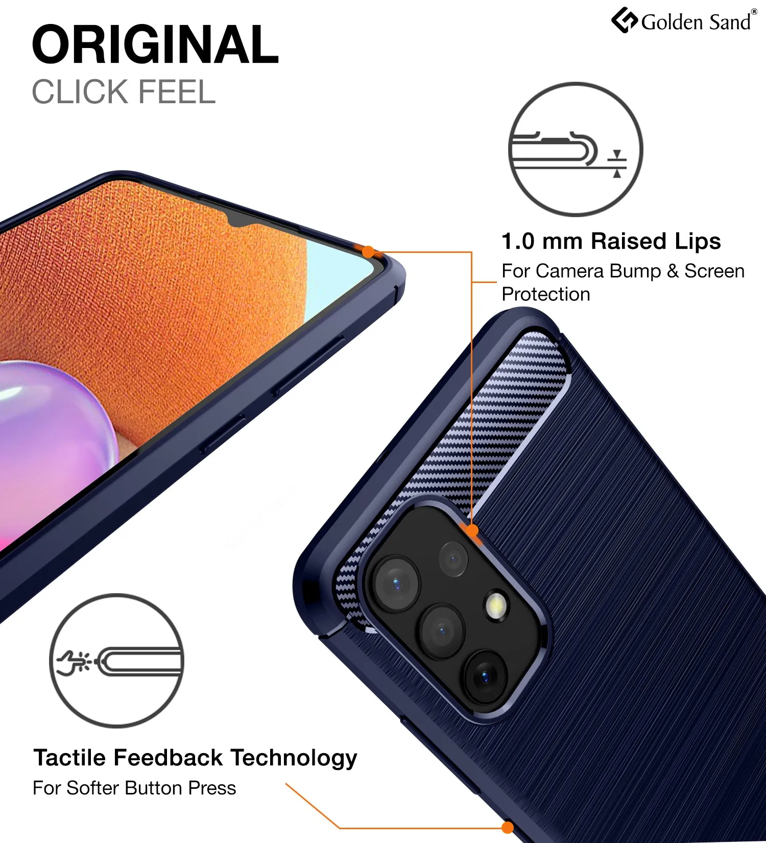Carbon Fibre Series Shockproof Armor Back Cover for Samsung Galaxy A32 4G, 6.4 inch, Blue