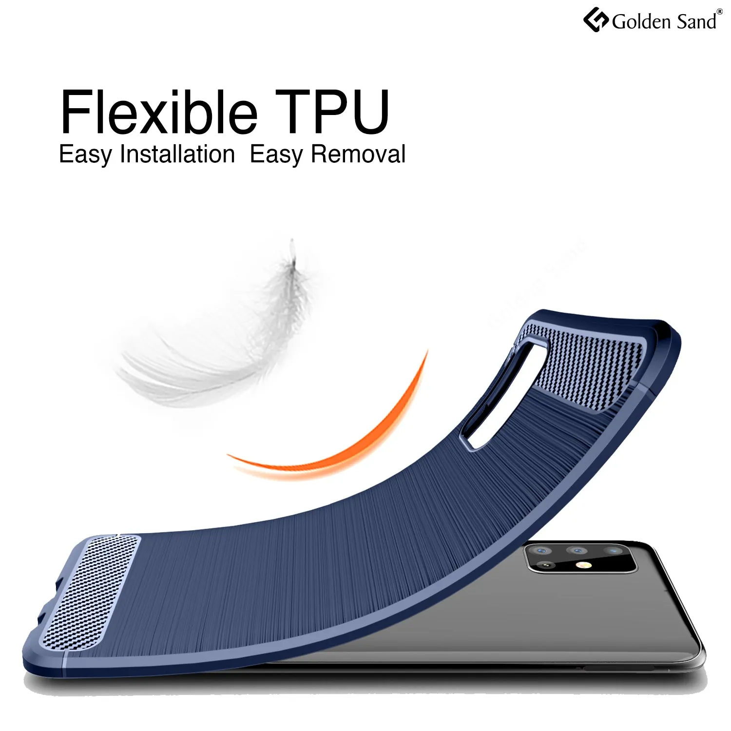 Carbon Fibre Series Shockproof Armor Back Cover for Samsung Galaxy A51 6.5 inch, Blue