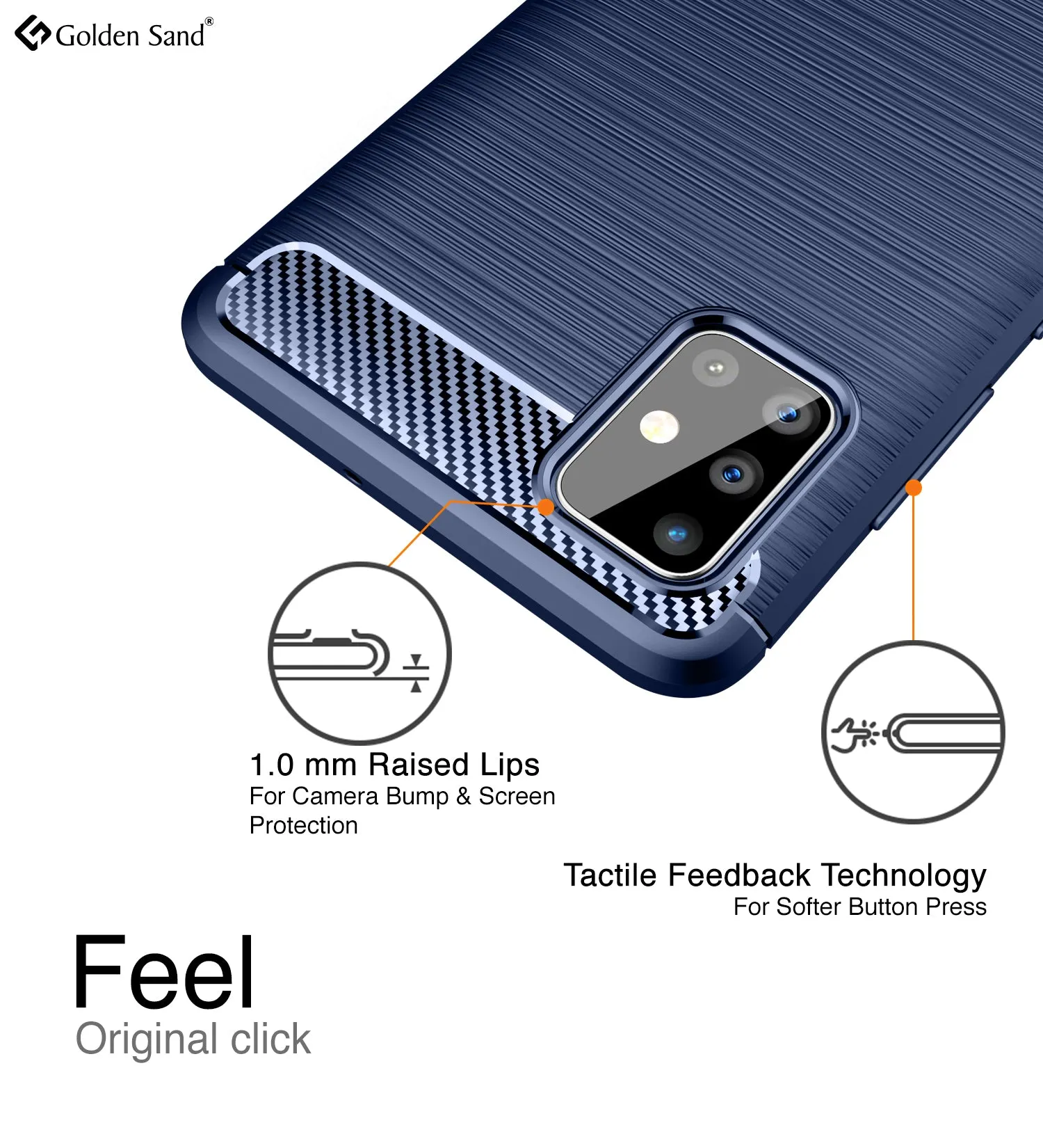 Carbon Fibre Series Shockproof Armor Back Cover for Samsung Galaxy A51 6.5 inch, Blue