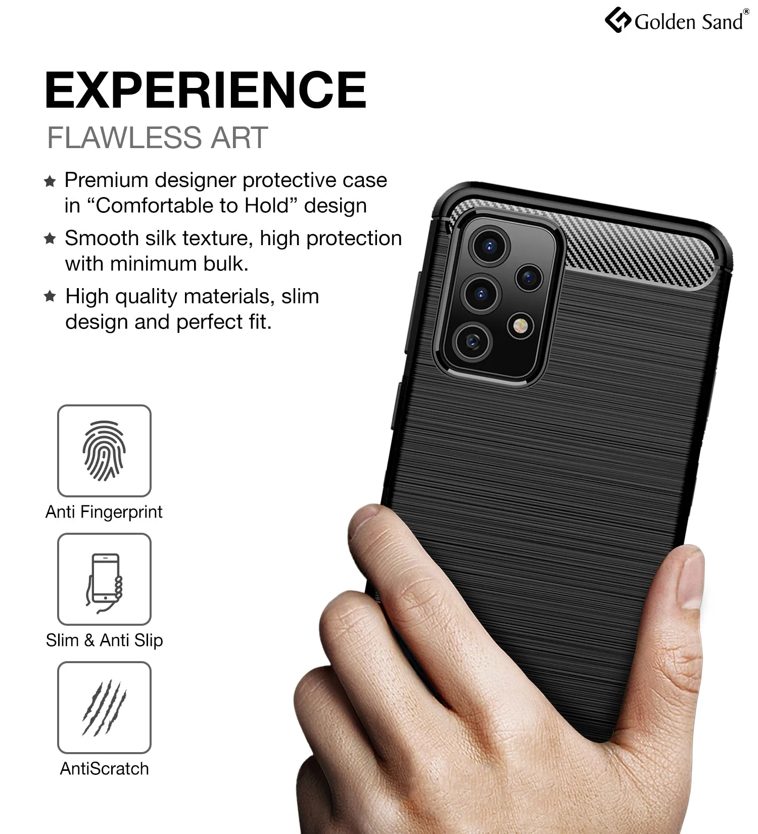 Carbon Fibre Series Shockproof Armor Back Cover for Samsung Galaxy A52 5G, Samsung Galaxy A52, Samsung Galaxy A52s 5G, 6.5 inch, Black