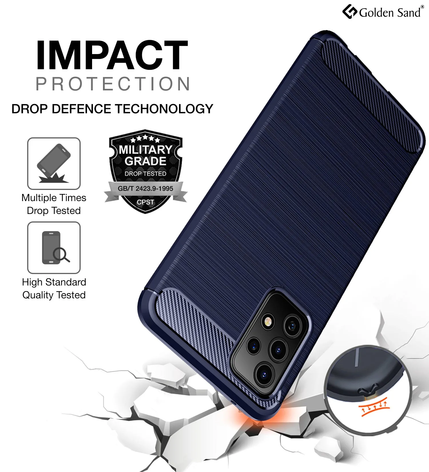 Carbon Fibre Series Shockproof Armor Back Cover for Samsung Galaxy A52 5G, Samsung Galaxy A52, Samsung Galaxy A52s 5G, 6.5 inch, Blue