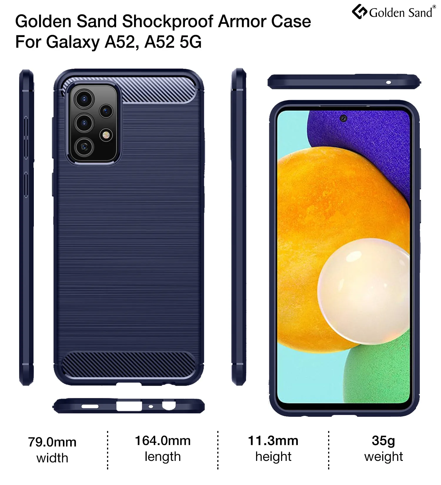 Carbon Fibre Series Shockproof Armor Back Cover for Samsung Galaxy A52 5G, Samsung Galaxy A52, Samsung Galaxy A52s 5G, 6.5 inch, Blue