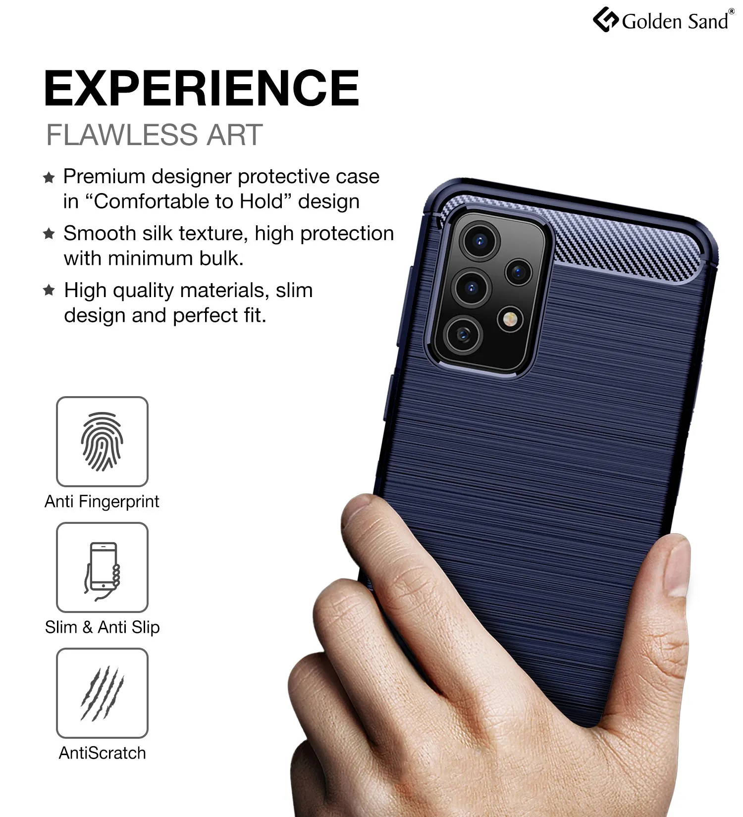 Carbon Fibre Series Shockproof Armor Back Cover for Samsung Galaxy A52 5G, Samsung Galaxy A52, Samsung Galaxy A52s 5G, 6.5 inch, Blue