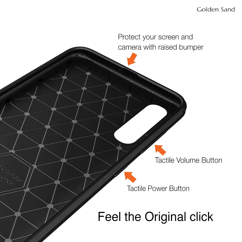 Carbon Fibre Series Shockproof Armor Back Cover for Samsung Galaxy A70, Samsung Galaxy A70s, 6.7 inch, Black