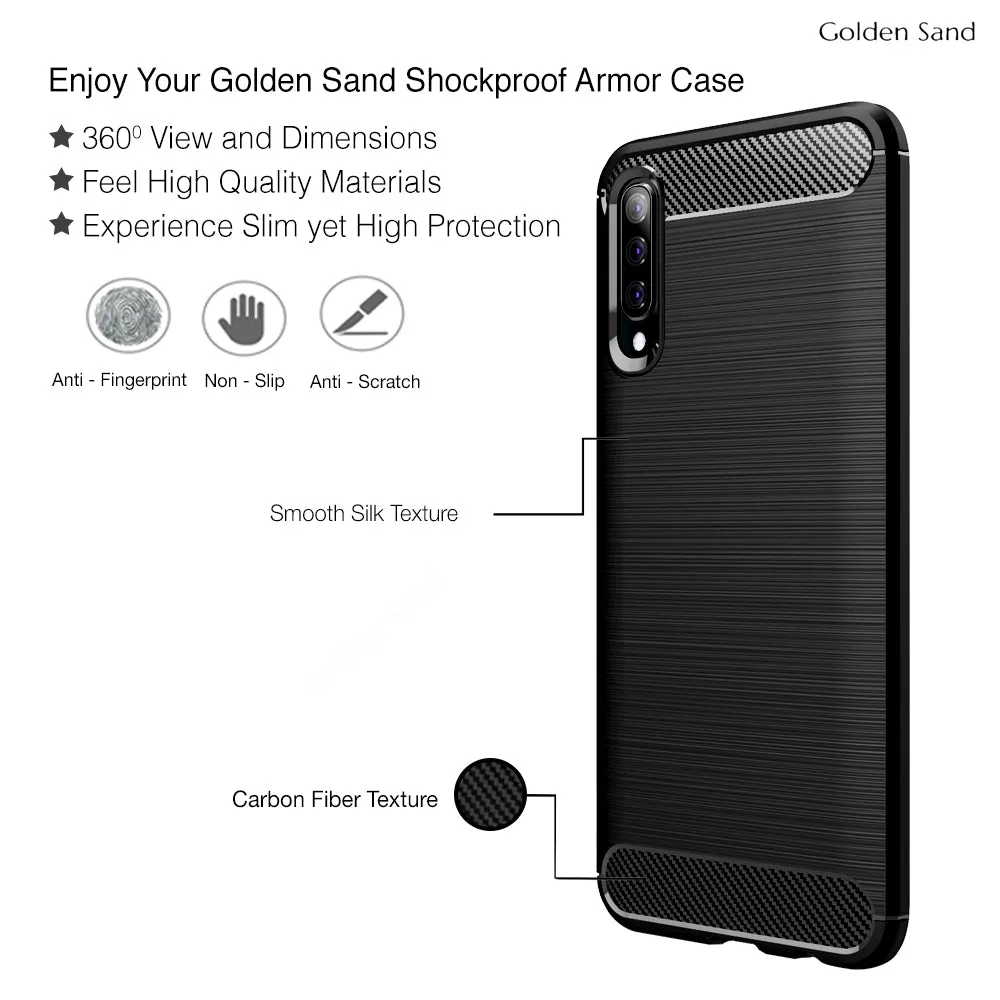Carbon Fibre Series Shockproof Armor Back Cover for Samsung Galaxy A70, Samsung Galaxy A70s, 6.7 inch, Black