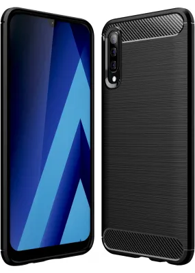 Carbon Fibre Series Shockproof Armor Back Cover for Samsung Galaxy A70, Samsung Galaxy A70s, 6.7 inch, Black