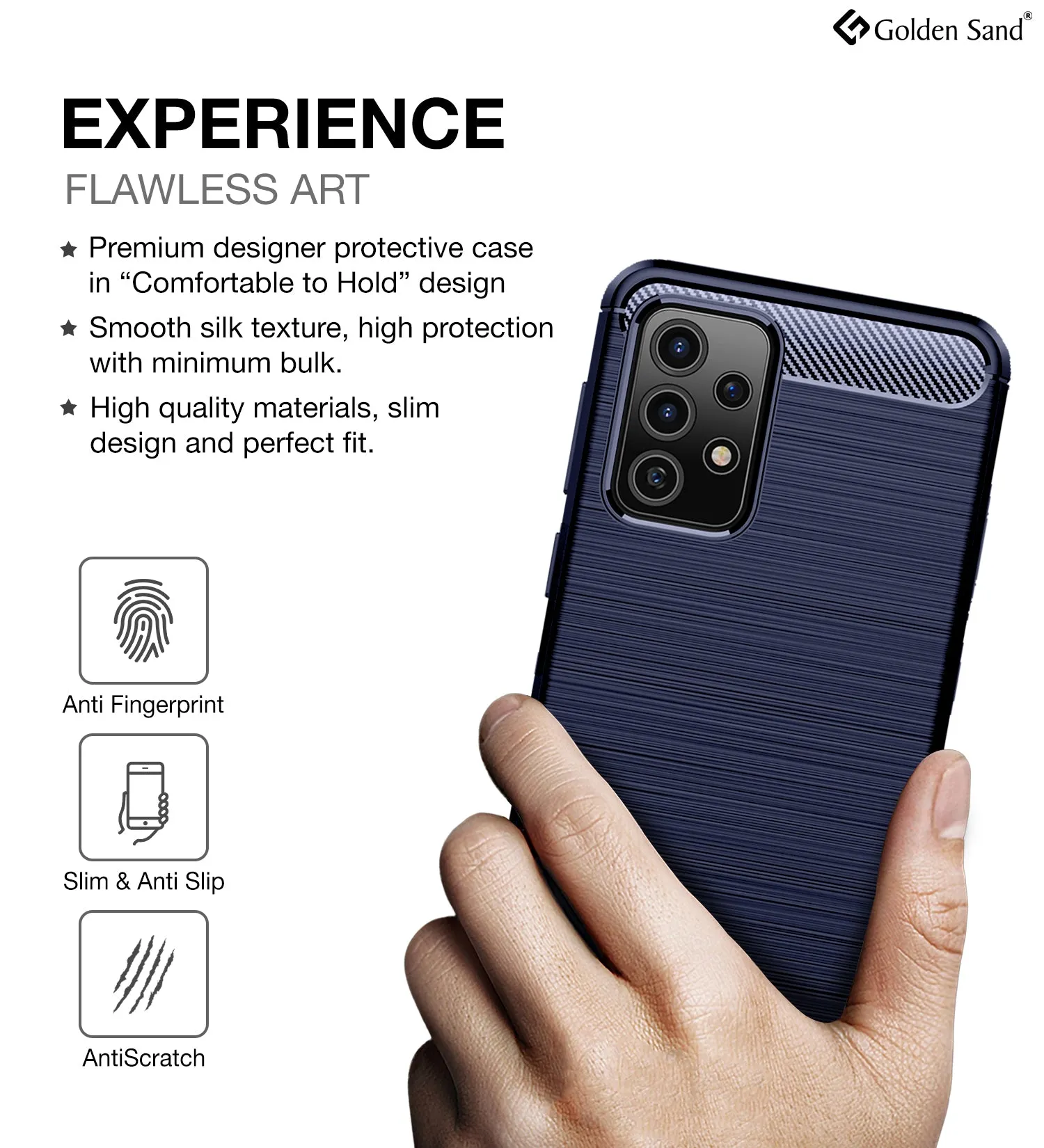 Carbon Fibre Series Shockproof Armor Back Cover for Samsung Galaxy A72, 6.7 inch, Blue