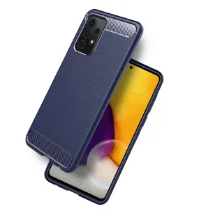 Carbon Fibre Series Shockproof Armor Back Cover for Samsung Galaxy A72, 6.7 inch, Blue