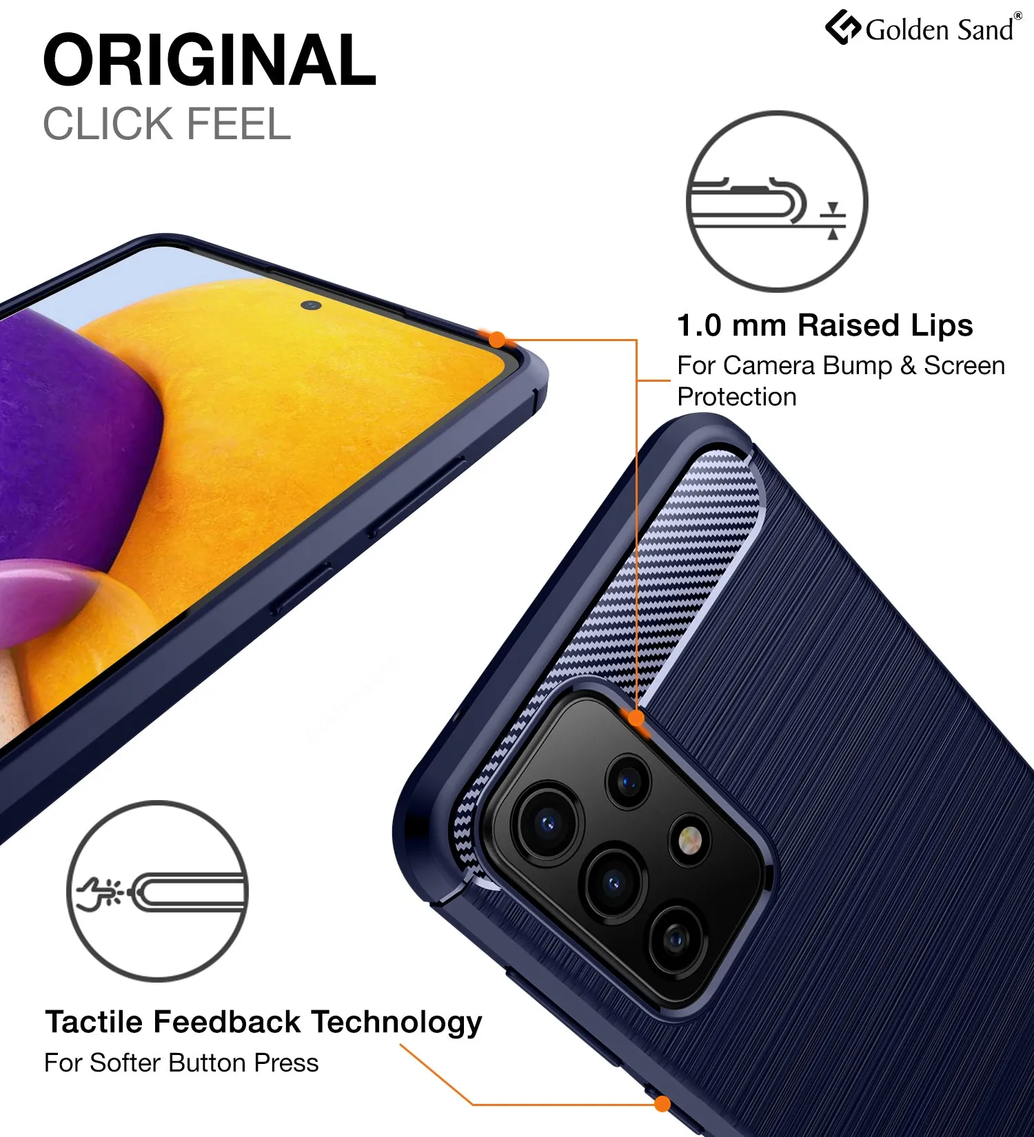 Carbon Fibre Series Shockproof Armor Back Cover for Samsung Galaxy A72, 6.7 inch, Blue