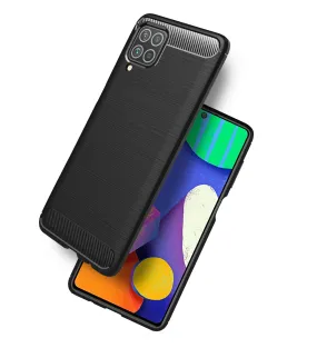 Carbon Fibre Series Shockproof Armor Back Cover for Samsung Galaxy F62, Samsung Galaxy M62, 6.7 inch, Black