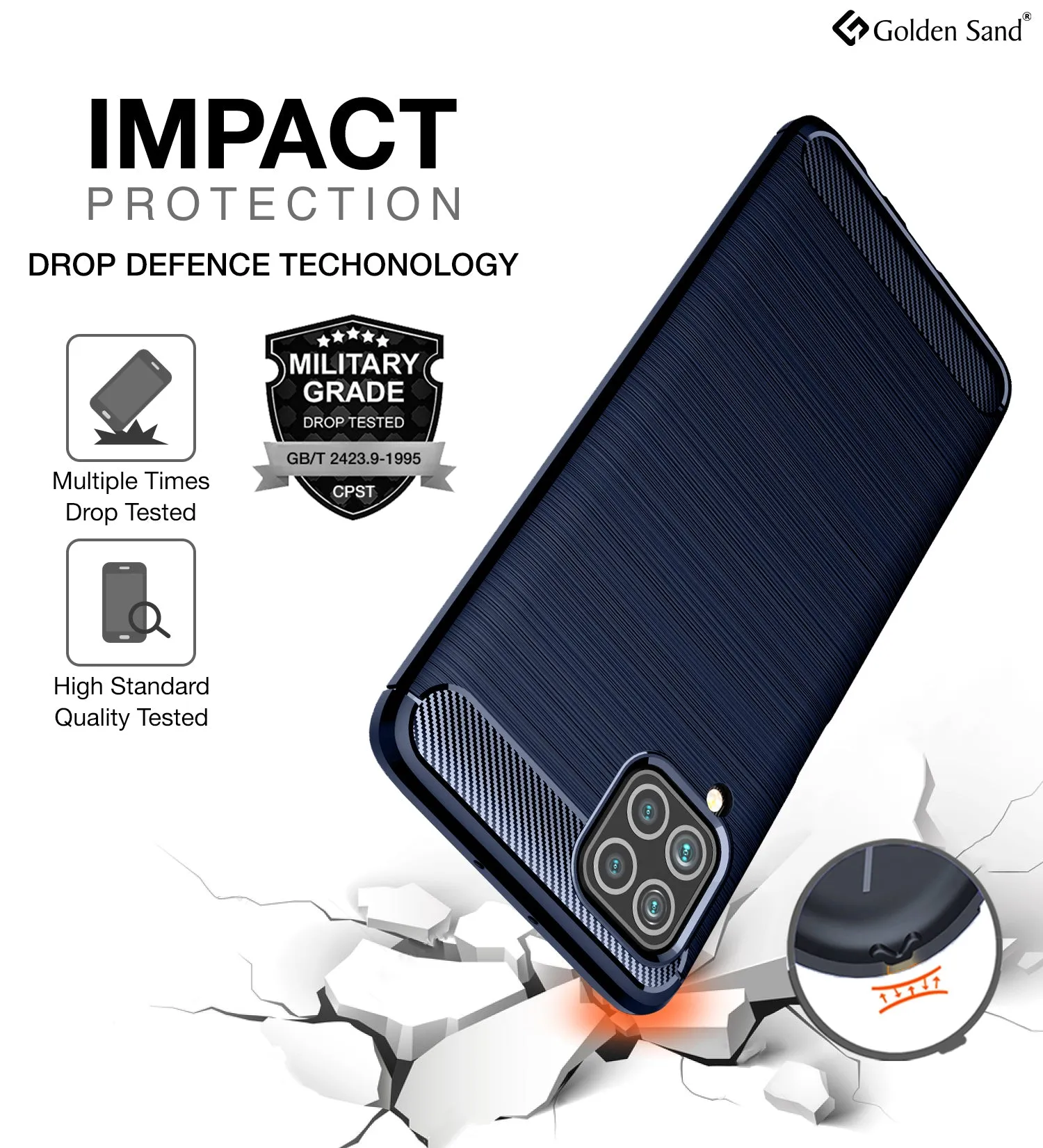 Carbon Fibre Series Shockproof Armor Back Cover for Samsung Galaxy F62, Samsung Galaxy M62, 6.7 inch, Blue