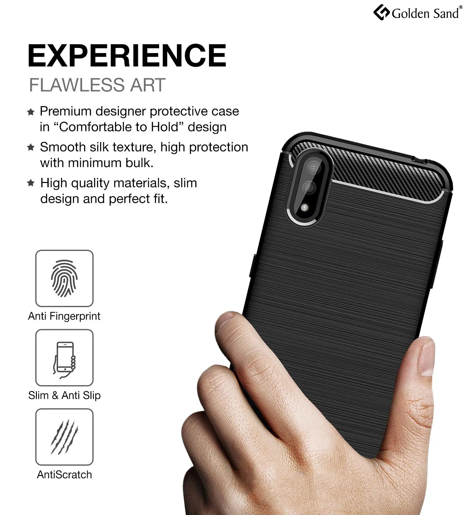 Carbon Fibre Series Shockproof Armor Back Cover for Samsung Galaxy M01, Black