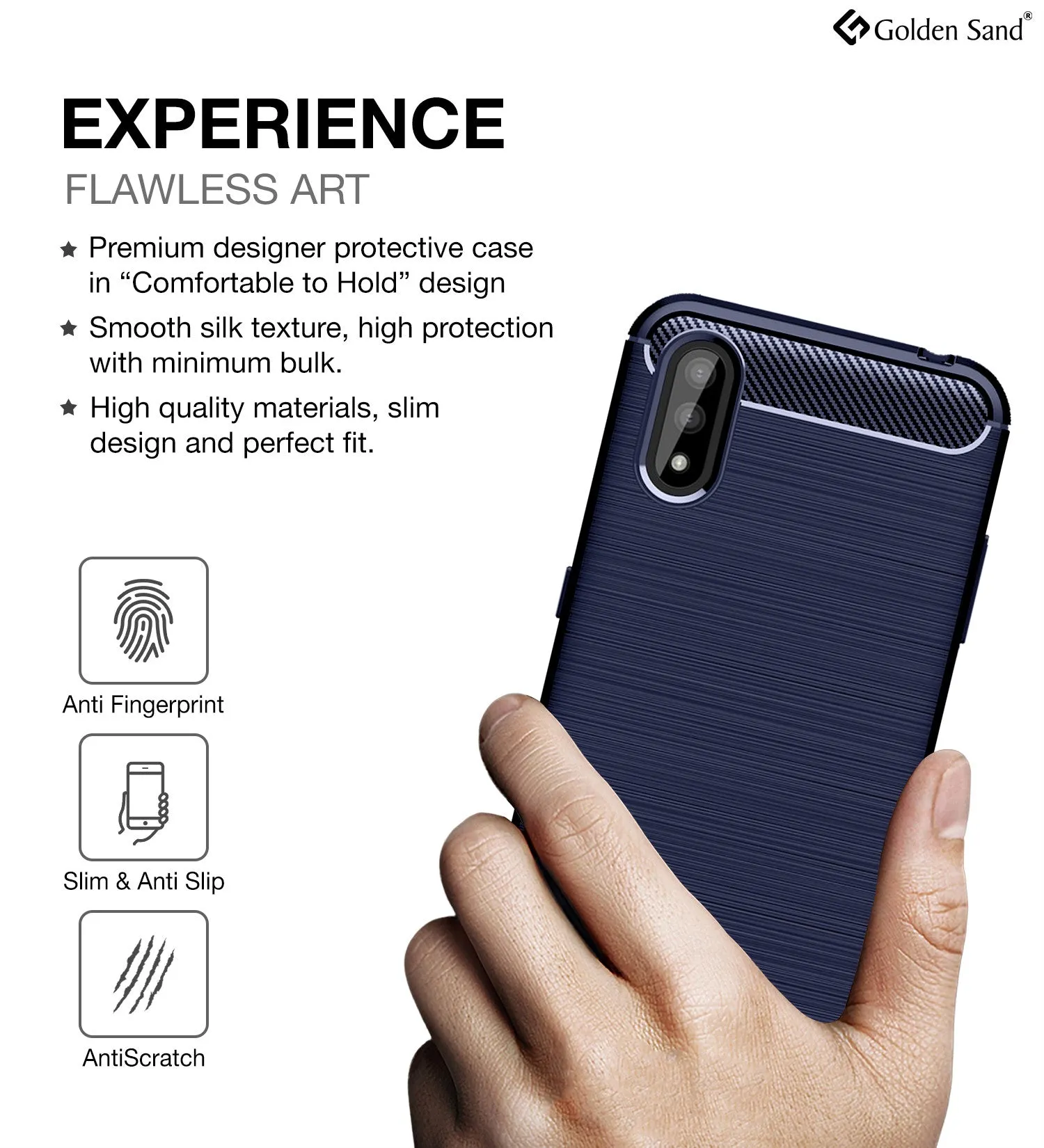 Carbon Fibre Series Shockproof Armor Back Cover for Samsung Galaxy M01, Blue