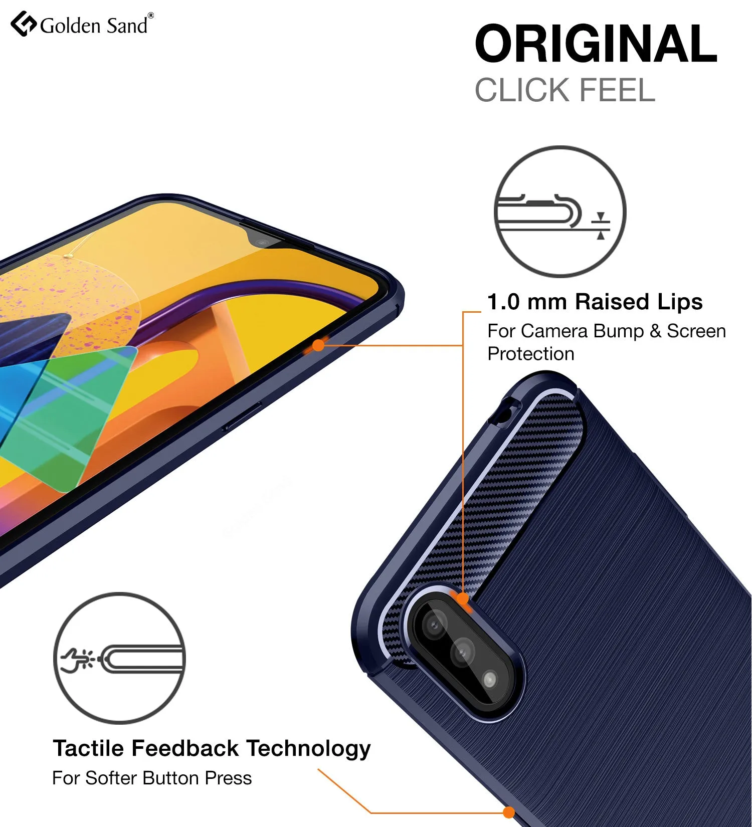 Carbon Fibre Series Shockproof Armor Back Cover for Samsung Galaxy M01, Blue