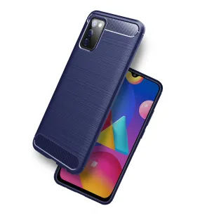 Carbon Fibre Series Shockproof Armor Back Cover for Samsung Galaxy M02s, Samsung Galaxy F02s, 6.5 inch, Blue