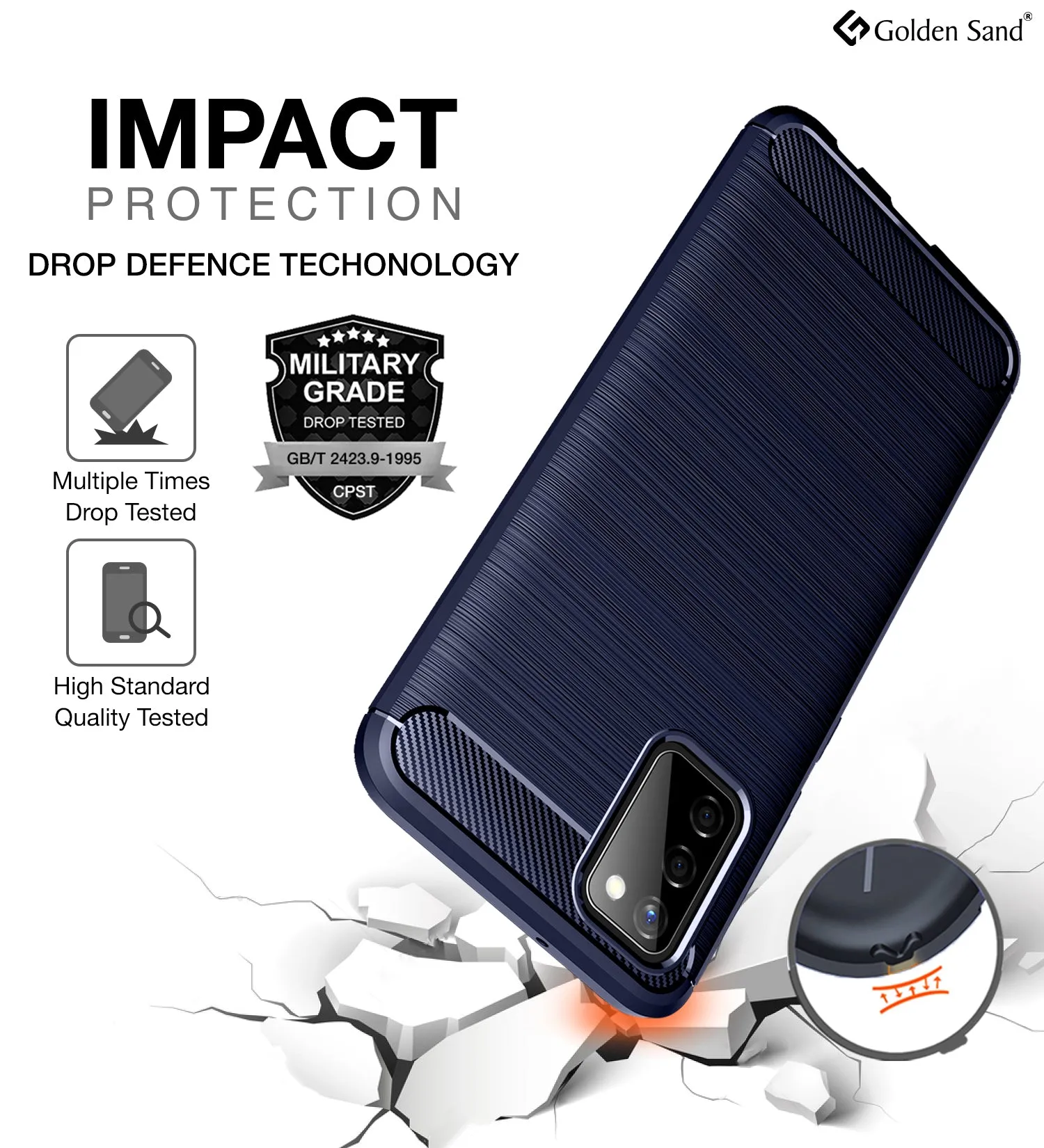 Carbon Fibre Series Shockproof Armor Back Cover for Samsung Galaxy M02s, Samsung Galaxy F02s, 6.5 inch, Blue