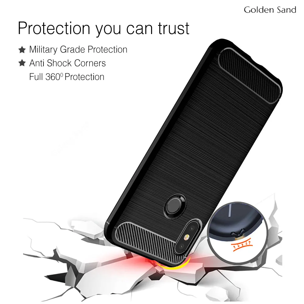 Carbon Fibre Series Shockproof Armor Back Cover for Samsung Galaxy M31, Samsung Galaxy F41 6.4 inch, Black